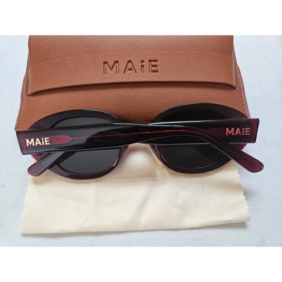 MAIE Atelier Azrou Burgundy Grey Round Sunglasses UV400 Polarised Lens main image 6
